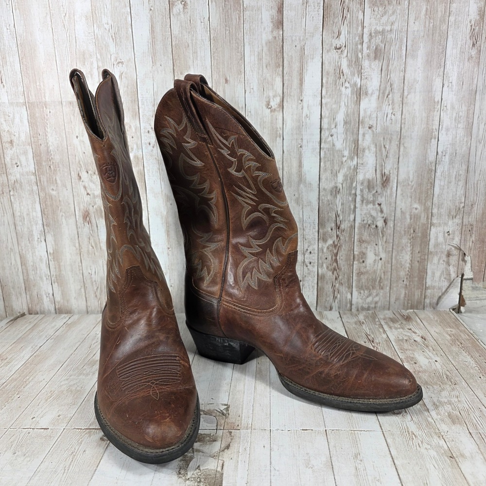 Ariat Heritage Western Mens Brown Leather Cowboy Boots 34732 Round Toe Size 13 D - Picture 6 of 8